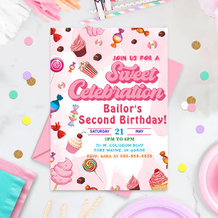 Candy Birthday Invitación Al Segundo Fiesta
