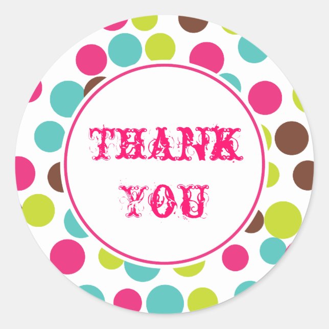 Candy Birthday Party Circus Gracias Pegatinas (Anverso)