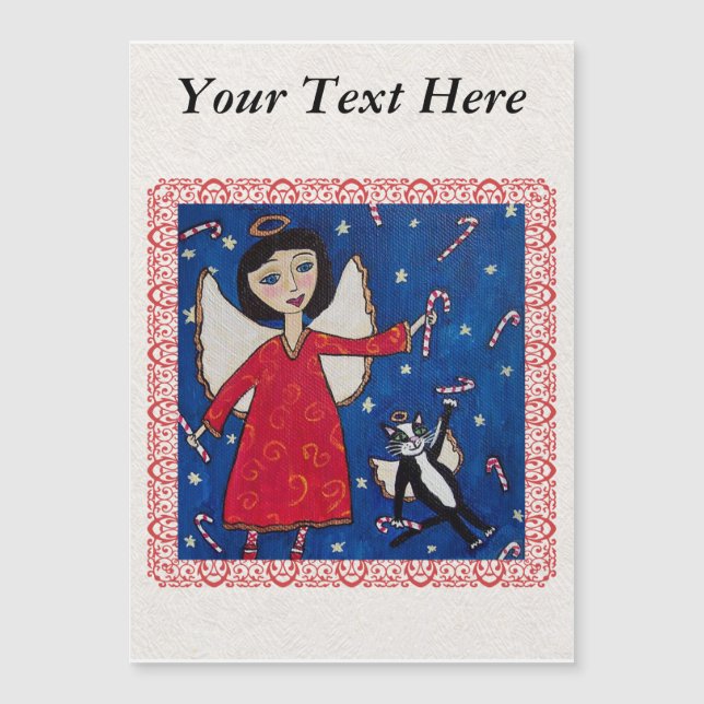 Candy Cane Angel Cat Navidades Arte Popular (Anverso)