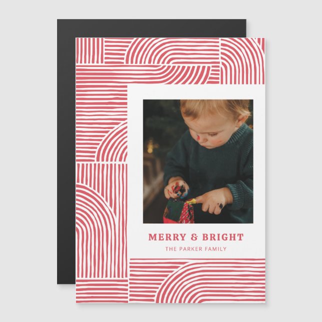 Candy Cane Arches moderna tarjeta de fotos de vaca (Anverso/Reverso)