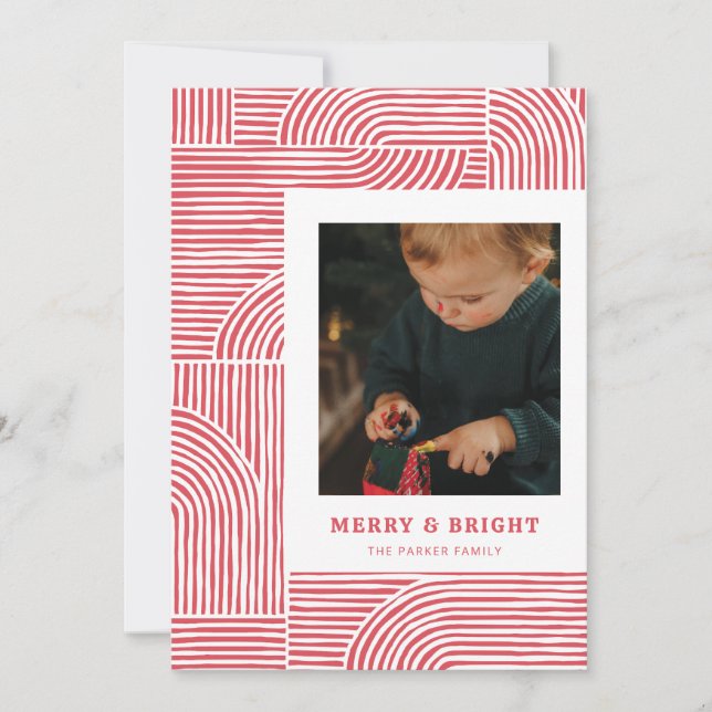 Candy Cane Arches moderna tarjeta de fotos de vaca (Anverso)