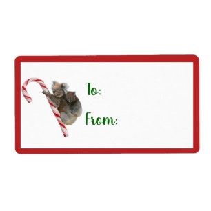 Candy Cane Australian Koala Etiqueta de oso