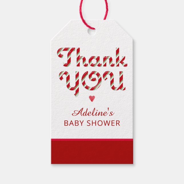 Candy Cane Baby Shower Gracias Etiqueta (Anverso)