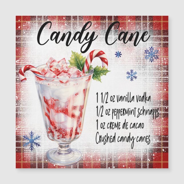 Candy Cane Cocktail Magnetic Card (Anverso)