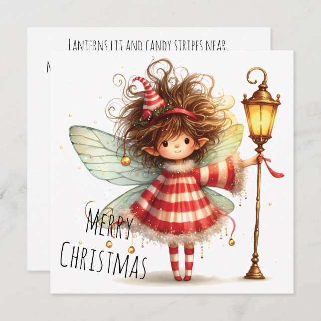 Candy Cane Fairy Holiday Card (Anverso / Reverso)