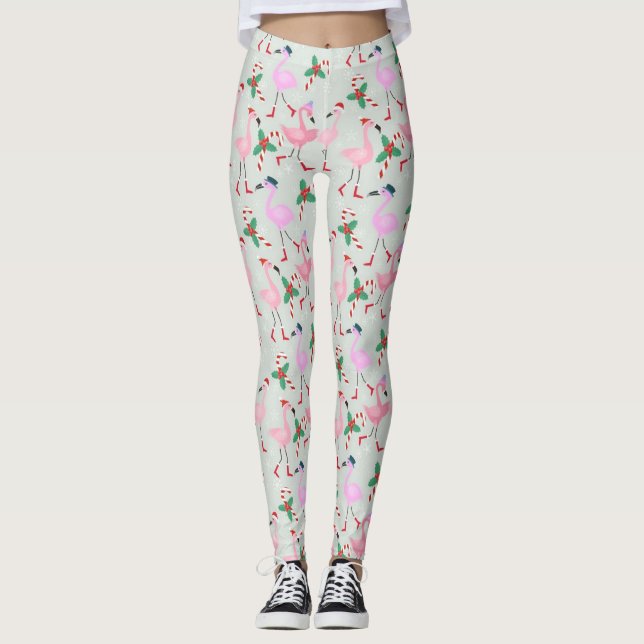 Candy Cane Flamingos Leggings (Anverso)
