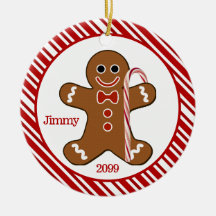 Candy Cane Gingerbread Man Ornamento de Navidad