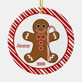 Candy Cane Gingerbread Man Ornamento de Navidad
