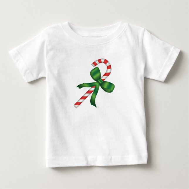 Candy Cane Green Bow Holiday Navidades Camisetas (Anverso)