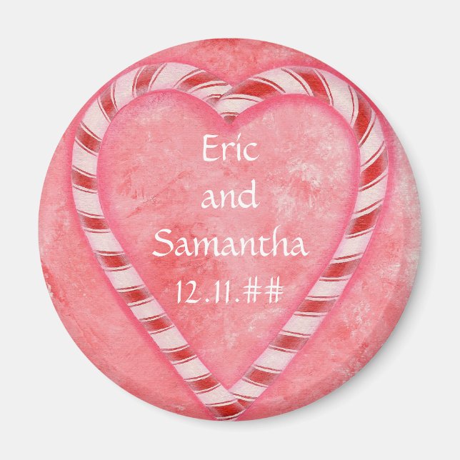Candy Cane Heart Salve imanes de boda de citas (Frente)