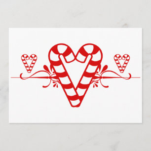 Candy Cane Hearts Invitación