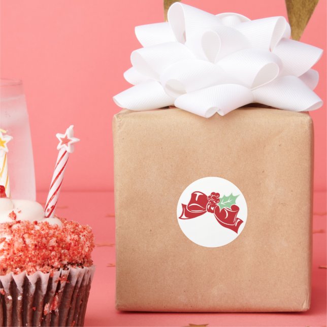 Candy Cane Holly | Pegatina de vacaciones Red Bow (Fiesta)