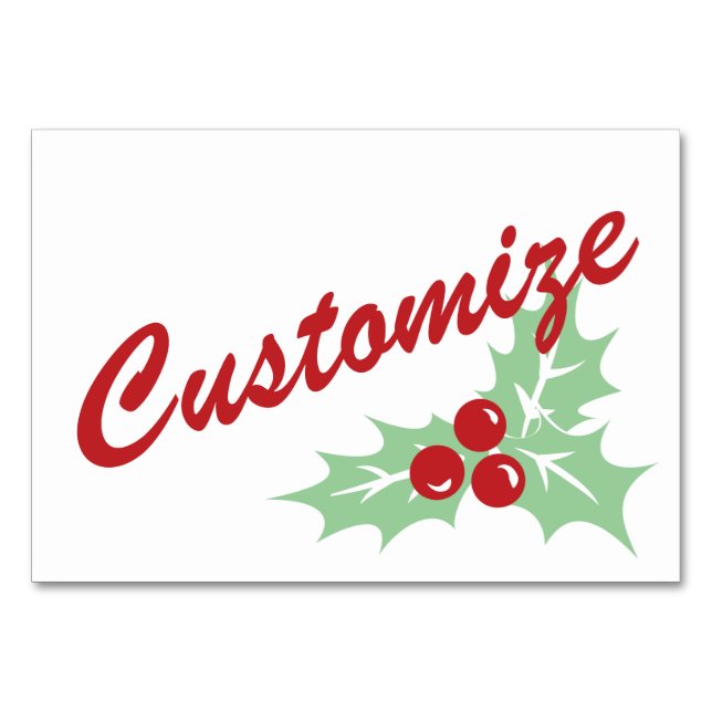 Candy Cane Holly | Tarjeta de tabla Personalizado  (Anverso)