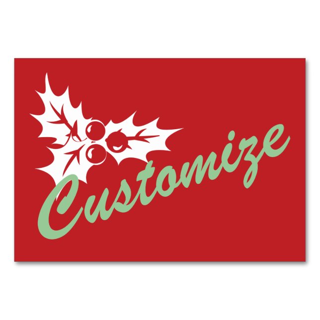 Candy Cane Holly | Tarjeta de tabla Personalizado  (Anverso)
