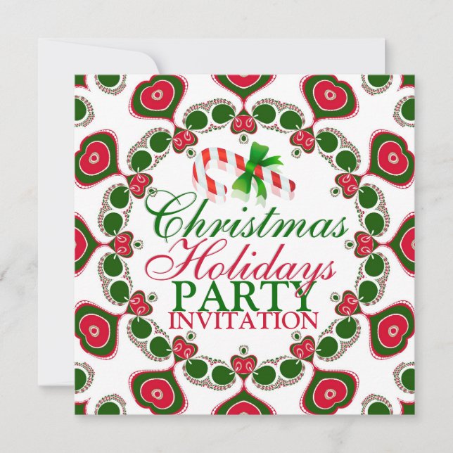 Candy Cane Love Hearts Navidades invitaciones a fi (Anverso)