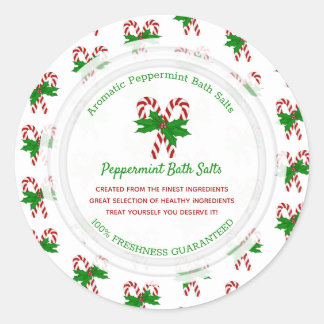 Candy Cane Personalizado Pegatina redondo clásico