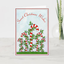 Candy Canes and Vines Navidades tarjetas de felici