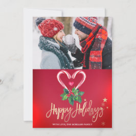 Candy Canes Holly Berry Foto Roja Feliz Navidad