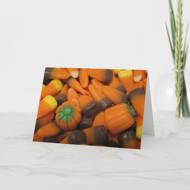 Candy Corn de otoño "¡Feliz Halloween!" Tarjeta (Anverso)