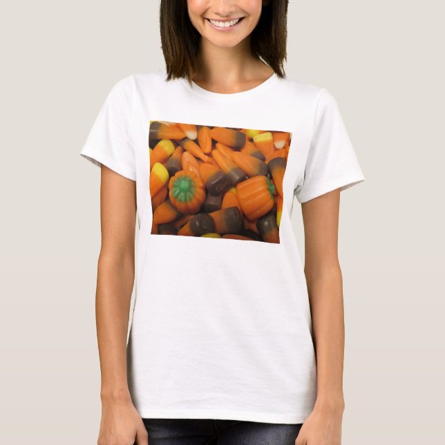 Candy Corn de otoño mujeres camiseta básica (Anverso)