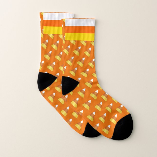 Candy Corn Halloween Calcetines todo-sobre-impreso (Par)