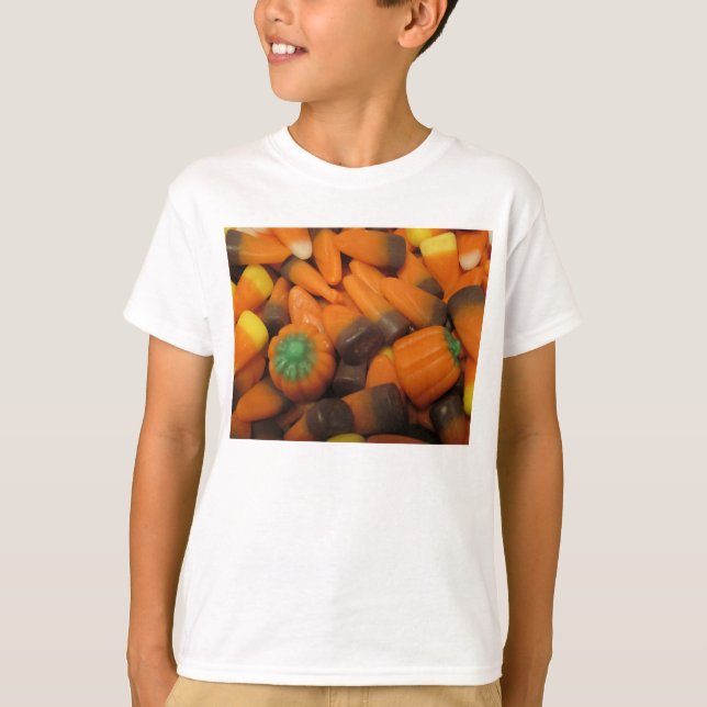 Candy Corn Niños de otoño camiseta básica (Anverso)