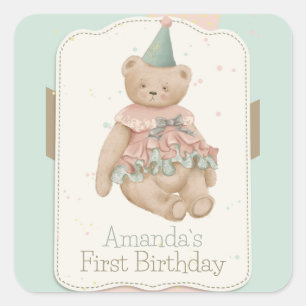 Candy Cute Bear Square Pegatina