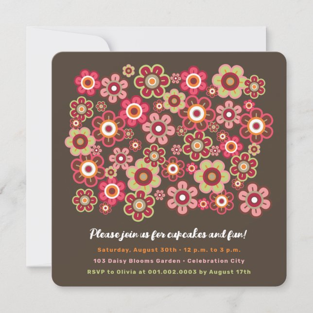 Candy Daisies Bloom Niños Invitación a la foto del (Anverso)