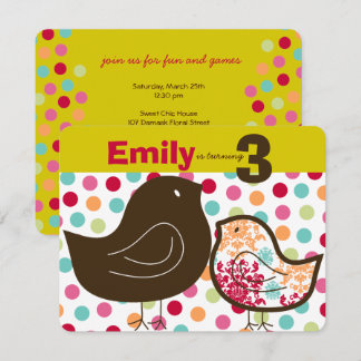 Candy Damask Chicks Chica Invitación a fiesta de c