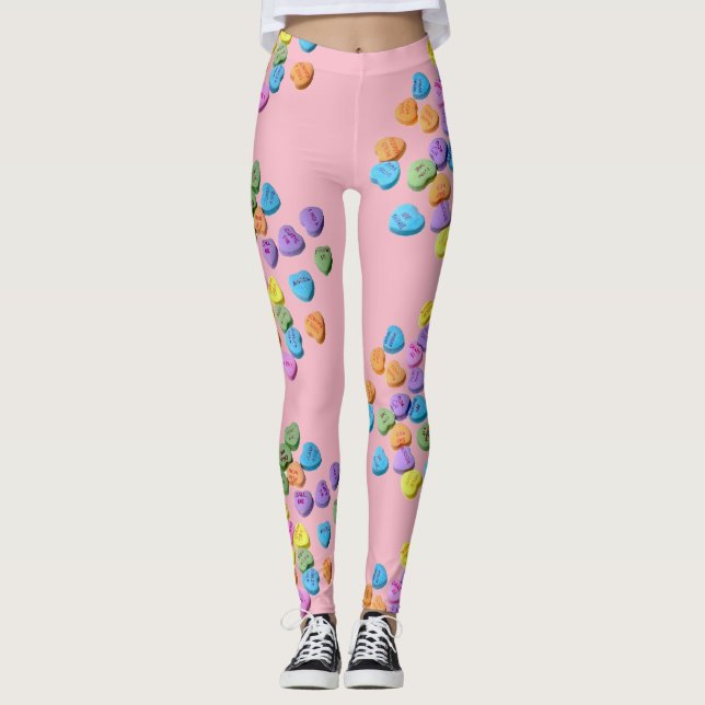 Candy Hearts Leggings El día de San Valentín Cute (Anverso)