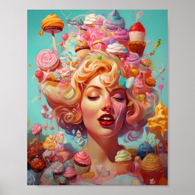 Candy Ice Cream Chica Surreal Fantasía arte (Frente)