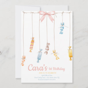 Candy land Invitación a la fiesta de primer cumple