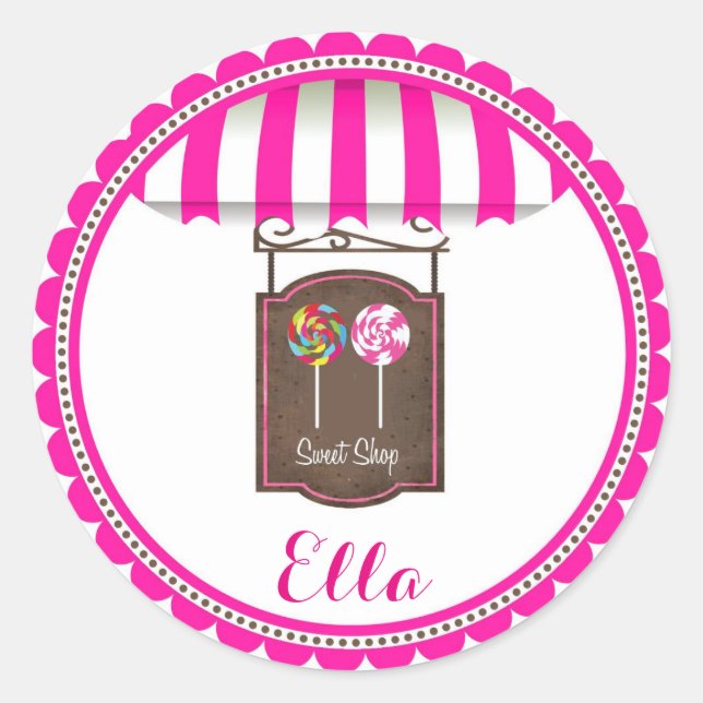 Candy Land Sweet Shop Birthday Favor Pegatinas (Anverso)
