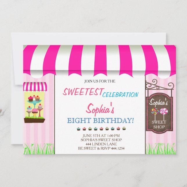 Candy Land Sweet Shop Invitaciones a la fiesta de  (Anverso)