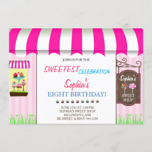 Candy Land Sweet Shop Invitaciones a la fiesta de 