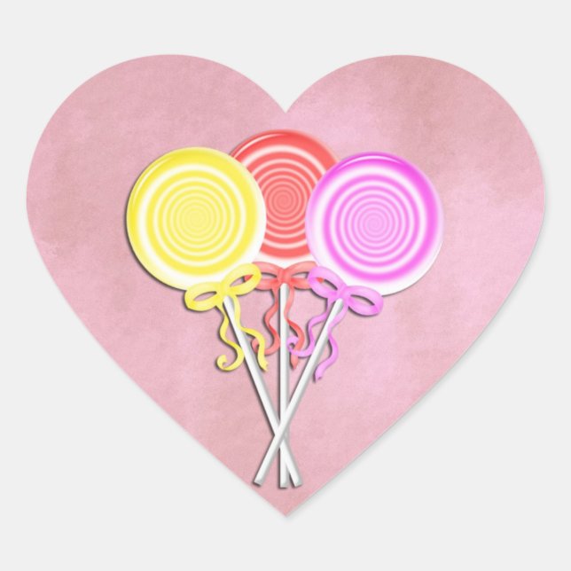 Candy Lollipop Hearts Pegatinas (Anverso)