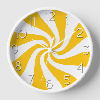 Candy Peppermint Swirl Reloj amarillo y blanco