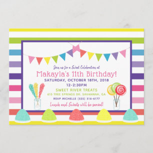 Candy Rainbow Stripe Invitación a la fiesta de cum