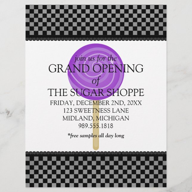 Candy Shop Gran Apertura Invitaciones Volantes (Frente)