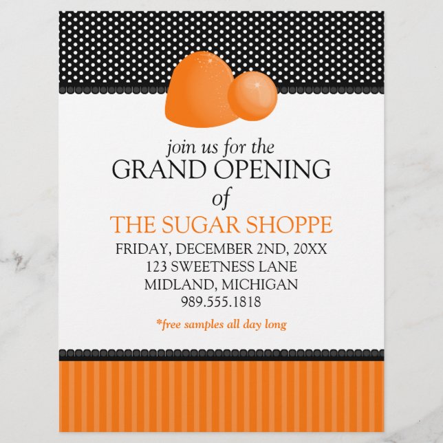 Candy Shop Gran Apertura Invitaciones Volantes (Frente)