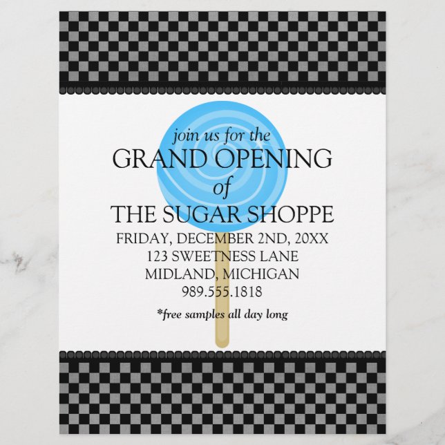 Candy Shop Gran Apertura Invitaciones Volantes (Frente)