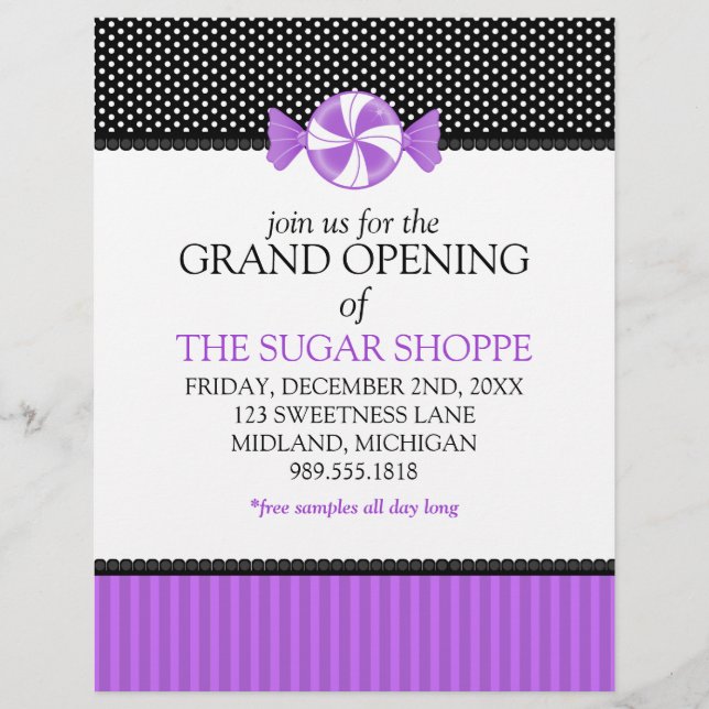 Candy Shop Gran Apertura Invitaciones Volantes (Frente)