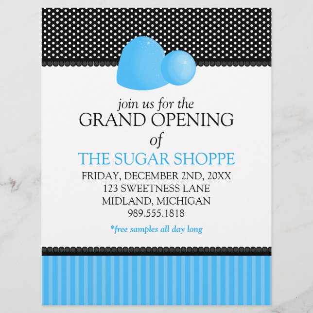 Candy Shop Gran Apertura Invitaciones Volantes (Frente)