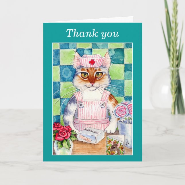 Candy striper gato de enfermería tarjeta de agrade (Anverso)