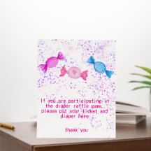 Candy Sweets Baby Shower Diaper Raffle Game Rótulo