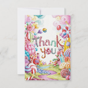 Candy Wonderland Candyland tarjeta de agradecimien