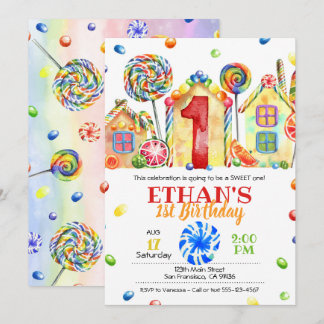 Candyland Candy Invitación para el tema del canto