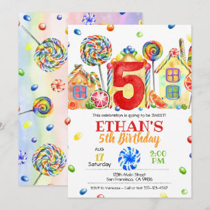 Candyland Candy Invitación para el tema del canto 