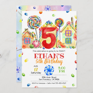 Candyland Candy Invitación para el tema del canto 