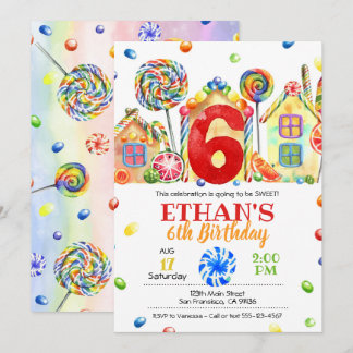 Candyland Candy Invitación para el tema del canto